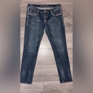 LA Idol Denim Jeans Size 11 Skinny Jeweled Pockets W33
